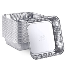 Figen & blade (20 pakke) 7 x 7 firkantede kageforme| Engangsd?ser af aluminiumsfolie l B?rbare madbeholdere l Perfekt til at stege Br?drister Ovn