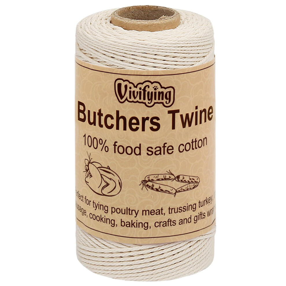 Vivifying Butchers Twine 328 Feet 3Ply Cotton Bakers Twine Food Safe Cooking String For Tying Meat Making Sausage Trussing Turkey Roasting And Pa 712190570811