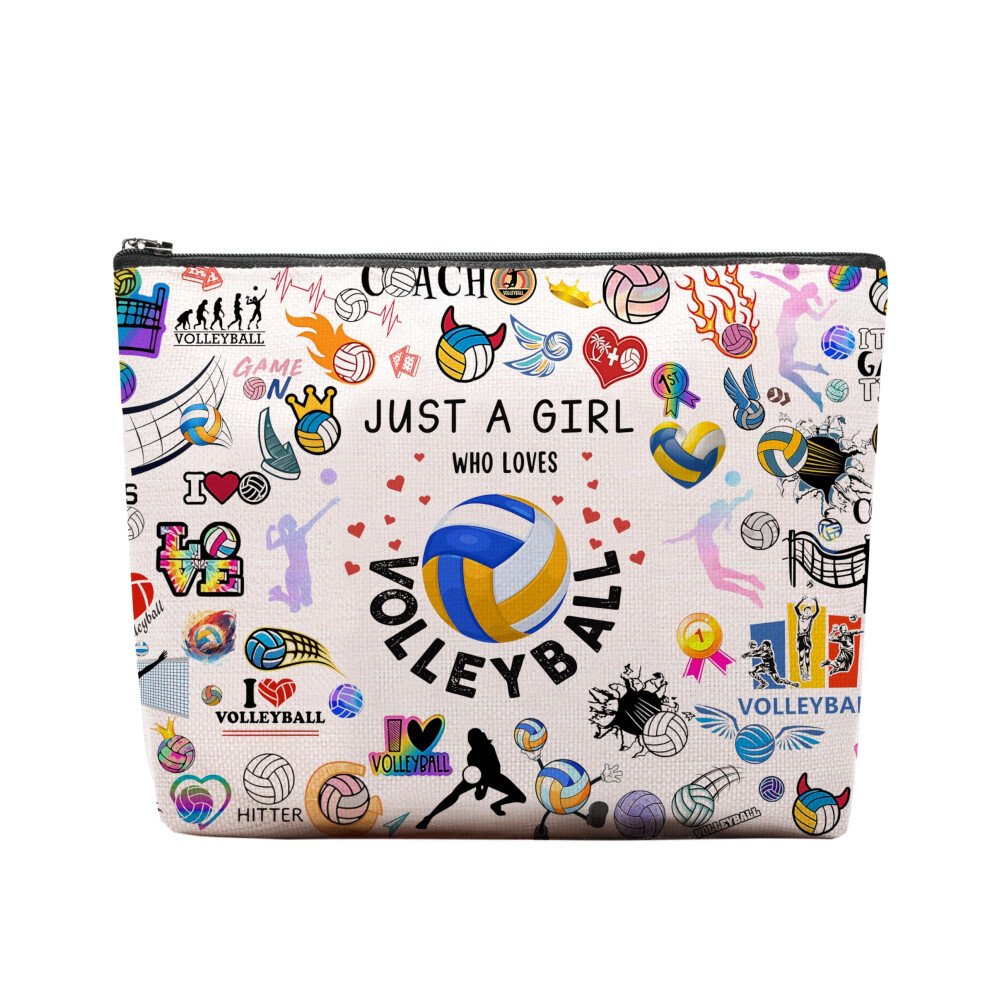Ceasqvaa Volleyball Gifts Makeup Cosmetic Bag For Women Volleyball Stuff Accessories For Volleyball Players Teams Volleyball Travel Bag Pouch Purse