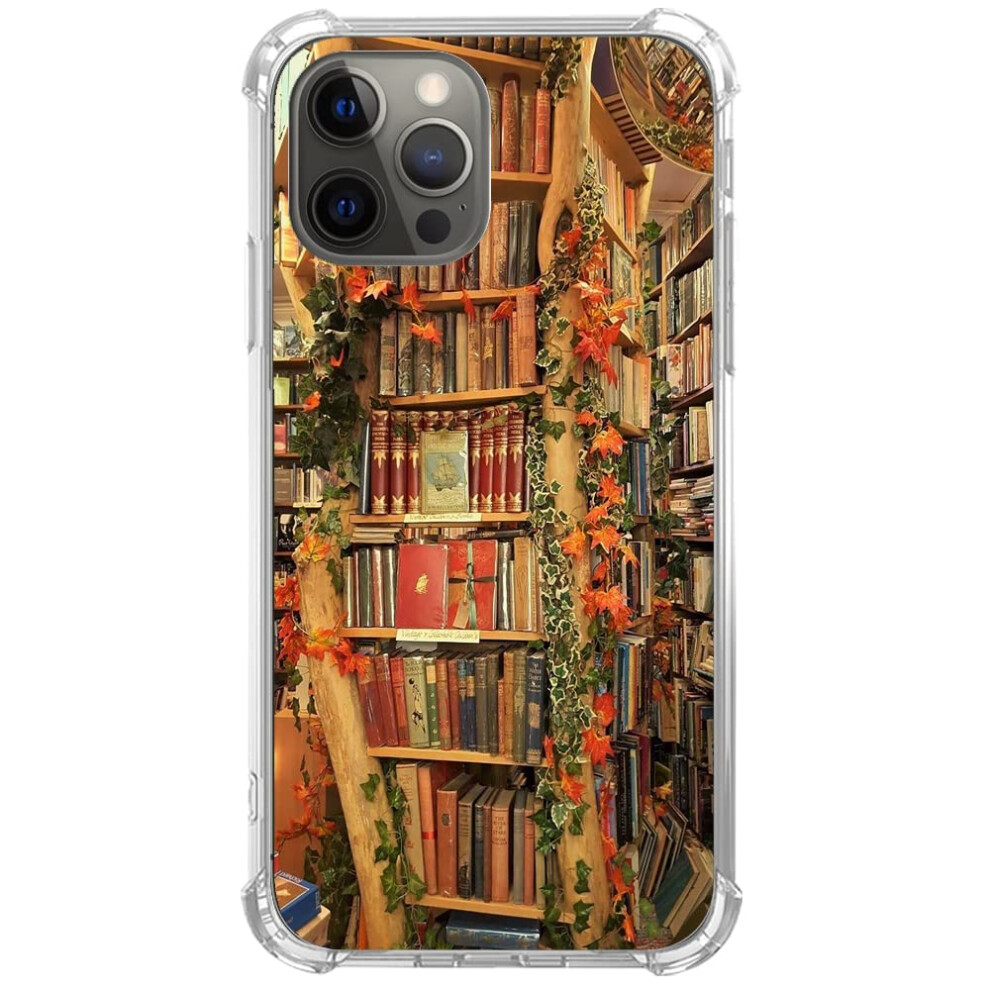Étui de librairie vintage Nsyosio pour iPhone 13 Pro Max, étui de bibliothèque de vieux livres esthétique pour étudiants adolescents, pare-chocs