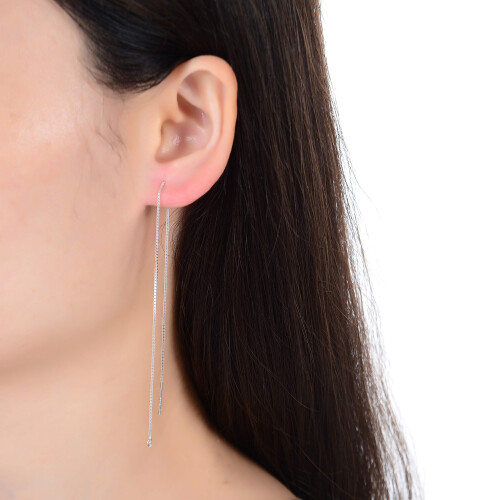 2pcs Adabele Authentic 925 Sterling Silver Dainty 6 Inch Threader Earring Finding Open Ring Pull Through Threaded Long Chain Drop Tassel for Earr 2