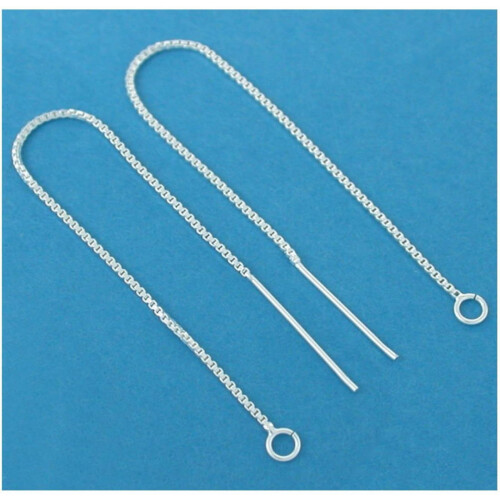 2pcs Adabele Authentic 925 Sterling Silver Dainty 6 Inch Threader Earring Finding Open Ring Pull Through Threaded Long Chain Drop Tassel for Earr 1