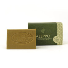 LYNPHA VITALE Saponetta di Aleppo con Olio di Oliva e 70% di Olio di Alloro - Sapone Artigianale per Pelli Sensibili Ricetta Originale - 100% Nat