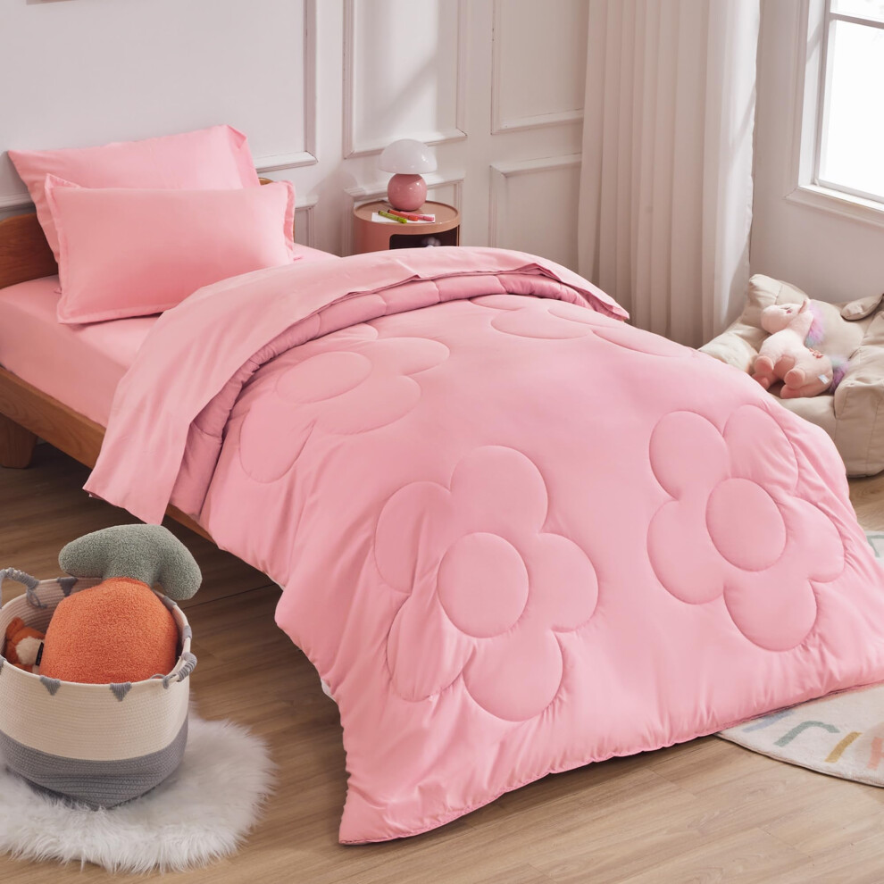 Parure de lit rose pour enfants Sleep Zone, taille Queen/Full     Parure de lit 7 pi   ces super douce et mignonne pour filles, avec couette, drap, t