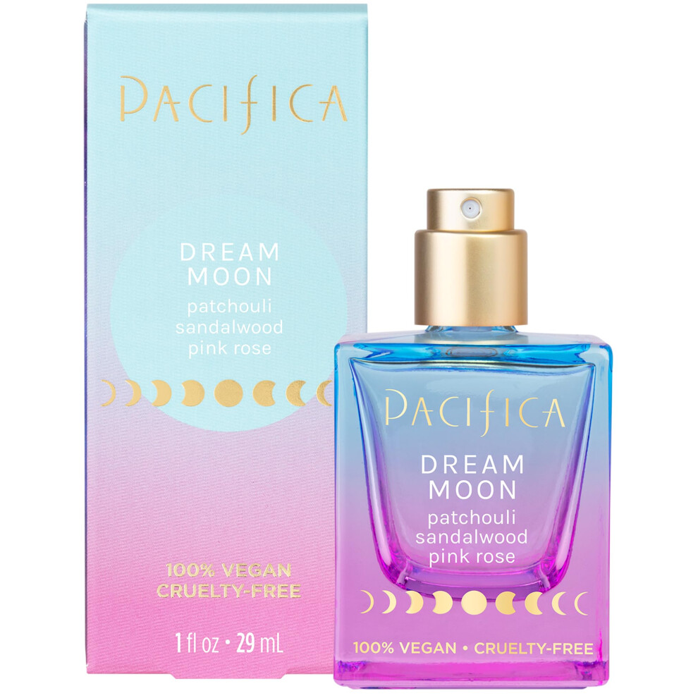 Pacifica Beauty  Dream Moon Spray Perfume  Pink Rose  Sandalwood  Patchouli Notes  Womens Fragrance  Natural & Essential Oils  Clean Fragrance  Vegan