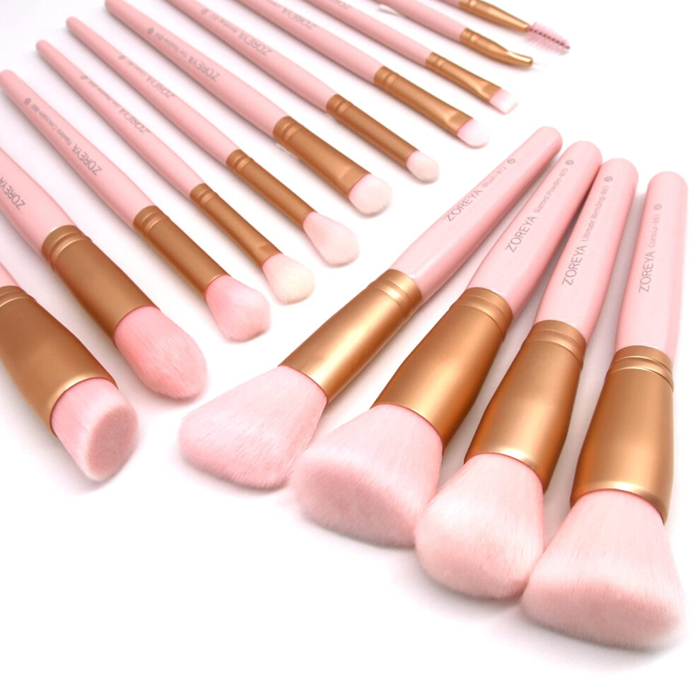 Z'oreya Makeup Brushes 15Pcs Makeup Brush Set Premium Synthetic Kabuki Brush Cosmetics Foundation Concealers Powder Blush Blending Face Eye Shadows Br