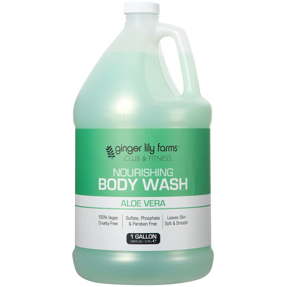 Ginger Lily Farms Club & Fitness Nourishing Body Wash 100% Vegan & Cruelty-Free Bath & Shower Gel For Men And Women Aloe Vera Scent 1 Gallon (128