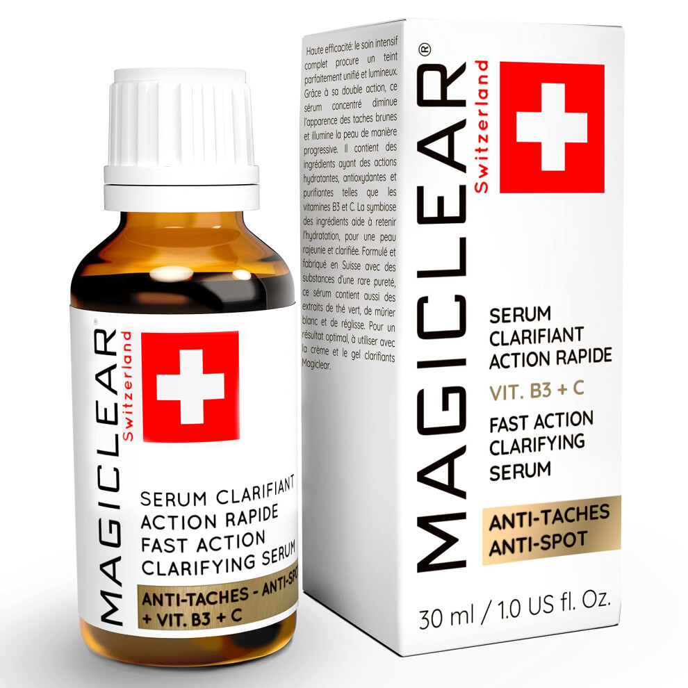 Luxury Swiss Dark Spot Remover for Face Body Serum Age Sun Brown Spot Freckles Corrector Melasma treatment Anti aging Skin Vitamin C + Niacinamide org