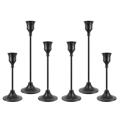 NLBTW Set of 6 Black Candle Holders for Taper Vintage Candlestick ...