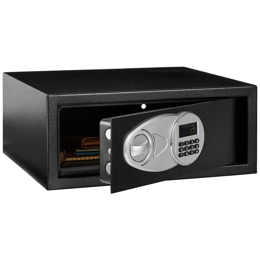 Amazon Basics Steel Security Safe with Programmable Electronic Keypad Lock - Secure Cash  Jewelry  ID Documents  0.7 Cubic Feet  Black  16.93''W x 14.
