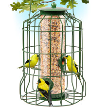 Gray Bunny Wild Bird Feeders Squirrel Proof for Outside Hanging 1.25 lb Capacity Steel Bird Feeder Squirrel Proof for Small Birds Chew Proof and Rus