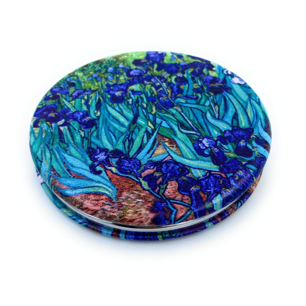 Aeisage Pocket Mirror For Women Small Travel Mirror Magnifying Van Gogh Irises Flower Purse Mirror Compact Unique Gift For Artistic Mom Diameter 2.75