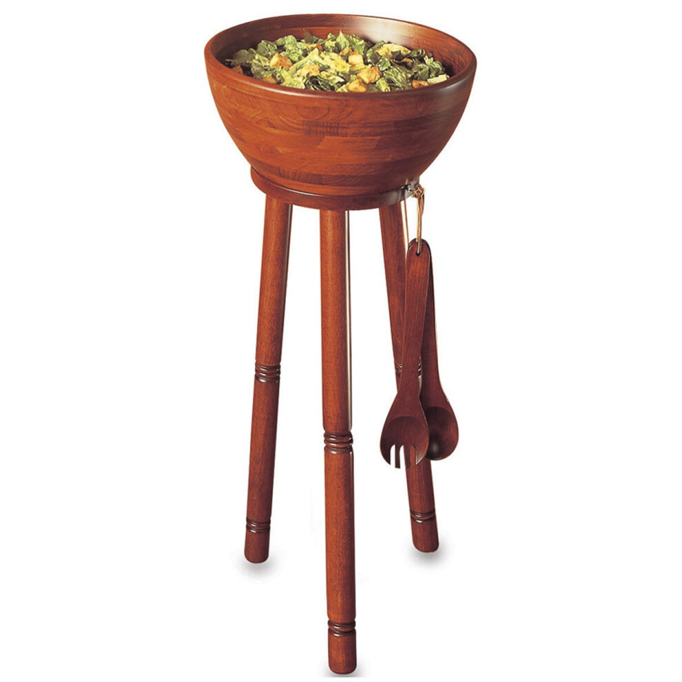Woodard & Charles Extra Large Salad/Serving Bowl Set with Stand. 16 x 7 Bowl  30 Stand  14 Servers -perfect for Caesar Salads  Large Salads  Popcorn