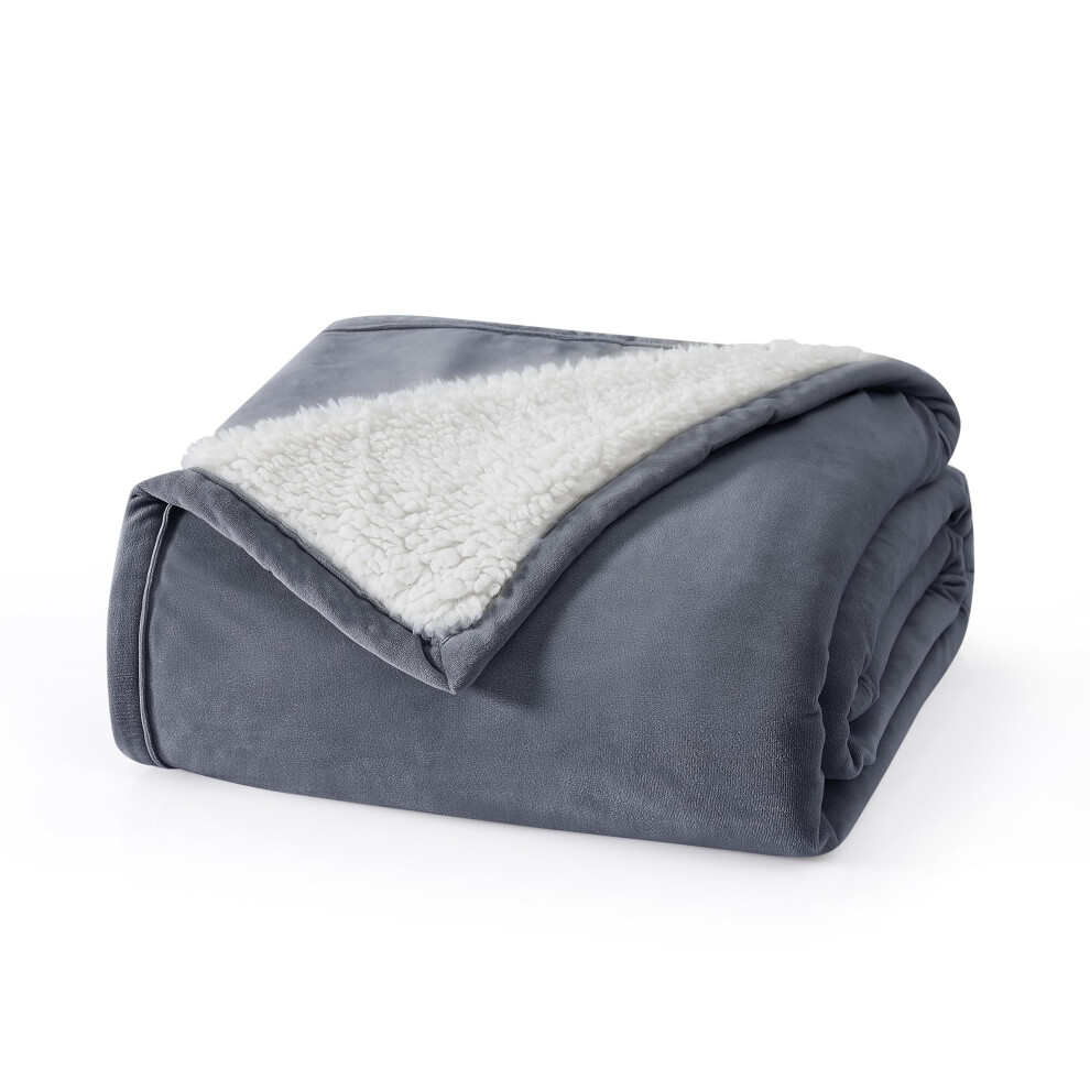UGG 23854 Bliss Sherpa Fully Reversible Throw Blanket for Couch or Bed Machine Washable Easy Care Soft Plush Luxury Oversized Accent Blankets  70 x 50