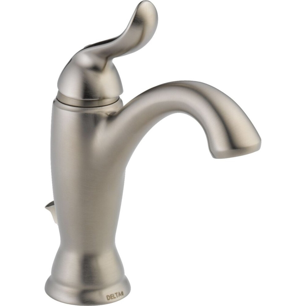 Robinet de salle de bain monotrou Delta Faucet Linden, nickel brossé, poignée unique, bonde en métal avec technologie Diamond Seal, acier inoxyda