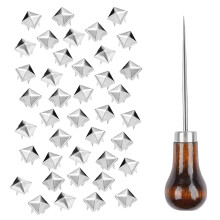 TUZAZO 500 stuks 10 mm vierkante piramide studs voor kleding tas lederen schoenen punk rock sieraden ambacht 4-polige metalen spijkerkop studs spikes
