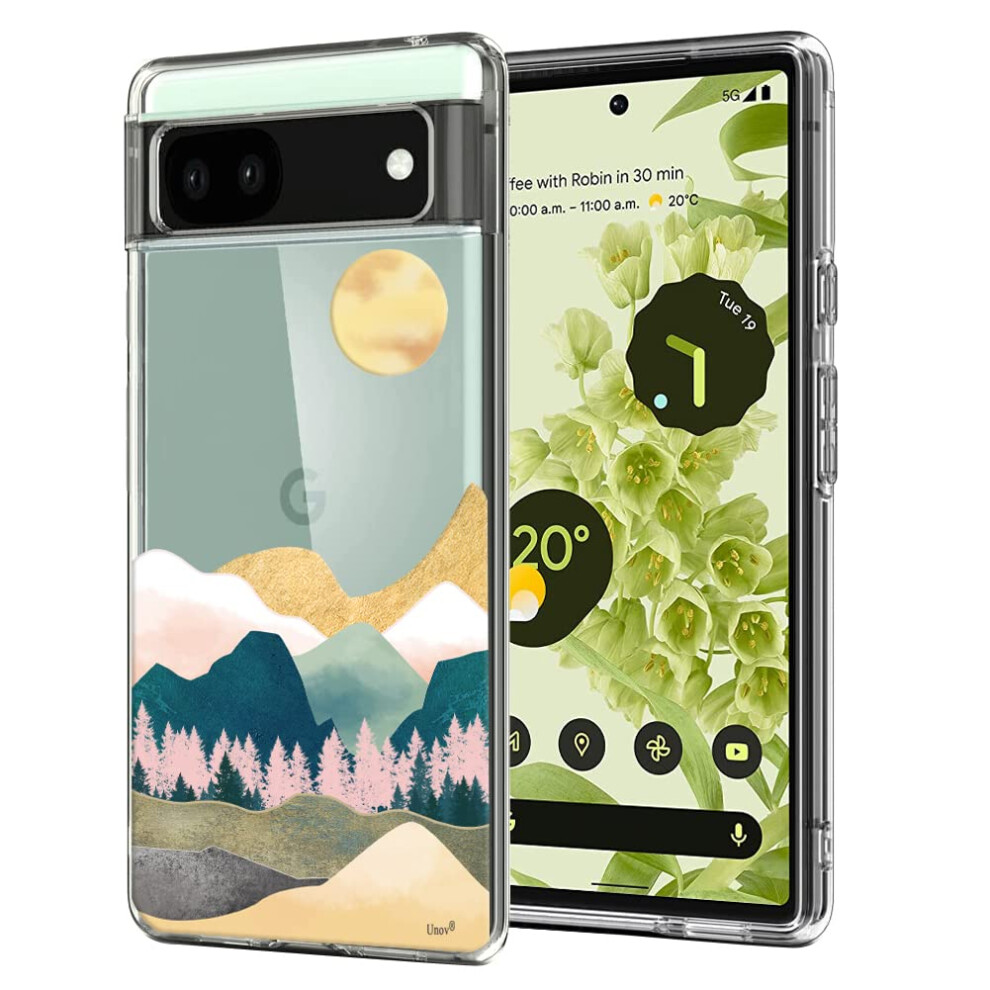 Unov Compatible With Pixel 6A Case Clear With Design Soft Tpu Shock Absorption Slim Embossed Pattern Protective Back Cover For Pixel 6A 5G 6.1 Inch (S 6974980001033