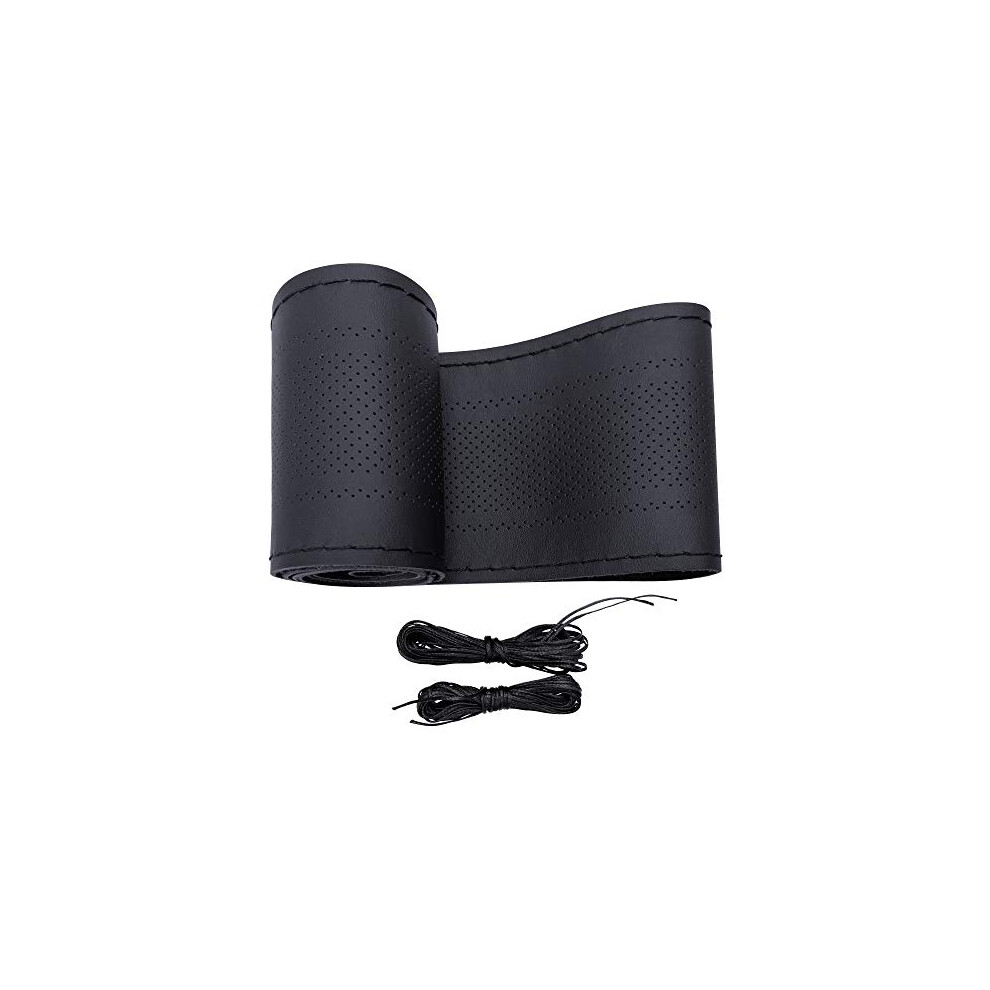 Coprivolante In Pelle Carodi, Traspirante, Antiscivolo, Morbido E Confortevole, Universale, Da 15 Pollici, Con Cuciture Decorative (Taglia M, Ner