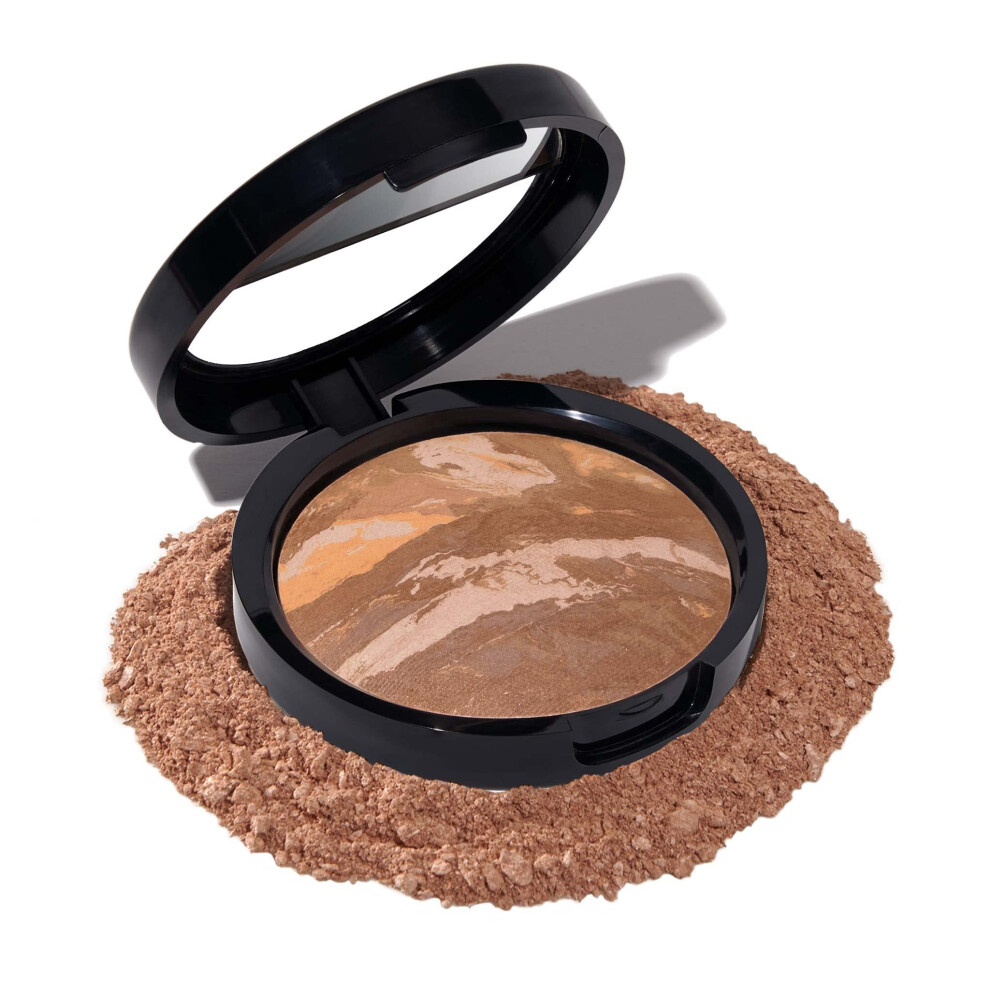 LAURA GELLER NEW YORK Award-Winning Baked Balance-n-Brighten Color Correcting Powder Foundation - Tan - Buildable Light to Medium Coverage - Demi-Matt