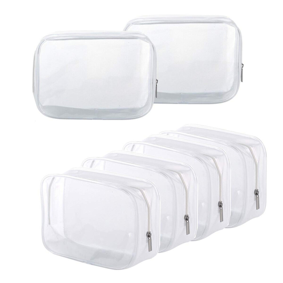 Beforyou 6 Pack Clear Toiletry Carry Pouch With Zipper Portable Plastic Waterproof Cosmetic Bag Tsa Approved For Vacation Travel Bathroom And Organizi