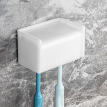 Tandenborstelhouder Wandmontage met deksel voor badkamer 2 sleuven Tandenborstelopslagorganisator voor douche Zelfklevende tandenborstelhangerrek voo