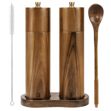 Yvake en bois en bois et broyeur de poivre ensemble 8 pouces manuel manuel et broyeur de poivre de poivre et broyeur de poivre en bois acacia rec