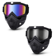 SHUOLIYAN 2-delige motorbril - crossmotorbril met afneembaar gelaatsscherm motorcrossbril paintball en airsoftmasker voor heren dames jeugd (kleur +