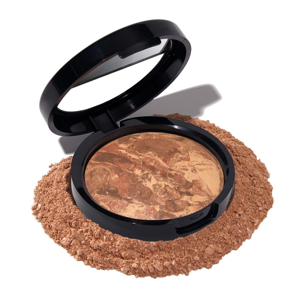 LAURA GELLER NEW YORK Award-Winning Baked Balance-n-Brighten Color Correcting Powder Foundation - Deep - Buildable Light to Medium Coverage - Demi-Mat