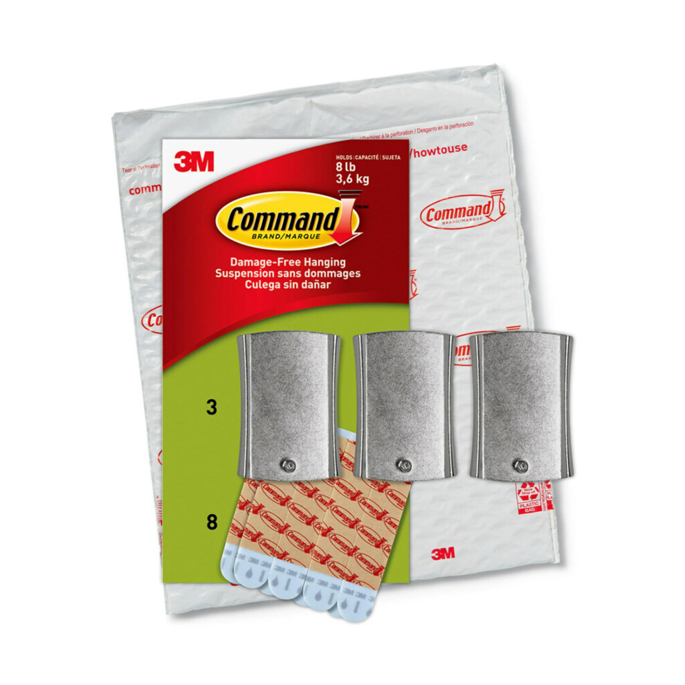 Command Universal Frame Hangers  Damage Free Hanging Picture Hangers  No Tools Frame Hanger for Living Spaces  3 Metal Picture Frame Hangers and 8 Lar