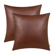 Brawarm Faux Leder -Wurfkissenbezge 20 x 20 Zoll - Braune Lederpilow -Abdeckungen Pack aus 2 fest gefrbten Lederkissenbezgen fr Couch -Bett -