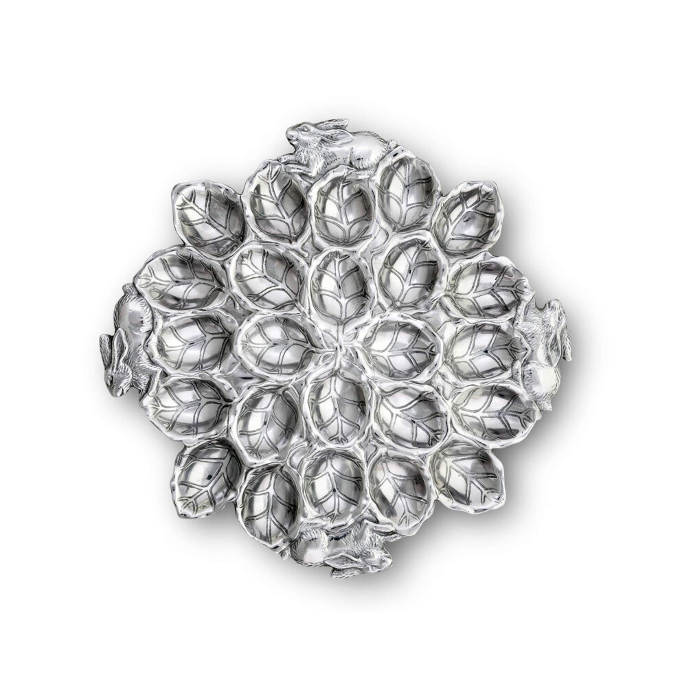 Arthur Court Designs Aluminum Bunny Rabbit Deviled Egg Holder Container Easter Table Decor Devil Egg Platter Vintage Silver Look For An Elegant Event-image-OPC-PGGBJDD-NEW