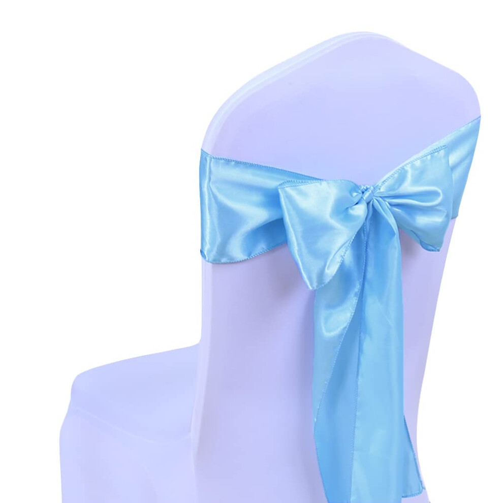 SINSSOWL Lot de 50 n  uds de chaise en satin bleu ciel pour mariage, anniversaire, f  te, d  coration de f  te - 17,8 x 274 cm