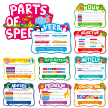 10 stykker Part of Speech-plakater P?dagogisk grammatikplakater Opslagstavledekorationer til klassev?relsesskoler og hjemmeundervisning (kan t?rr