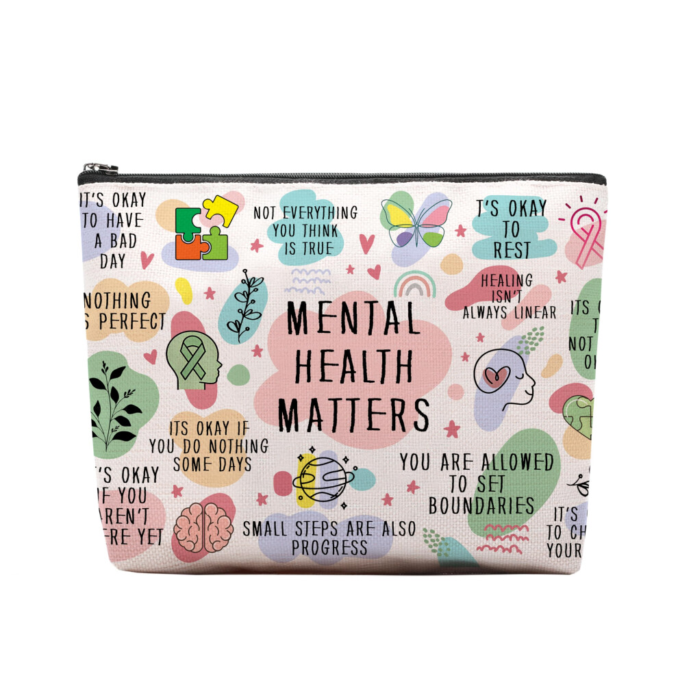 Ceasqvaa Mental Health Gifts Makeup Bag Mental Health Awareness Gift Positive Thinking Daily Affirmation Positive Quotes Mental Health Matters Cosm