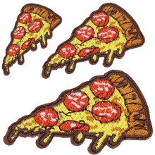 U-Sky naai- of opstrijkpatches 3 stuks Pizza Iron Patch voor Clothng Leuke voedselmotiefpatches voor kleding Patches voor jeans Maat: 4,7x2,5 inch 3,