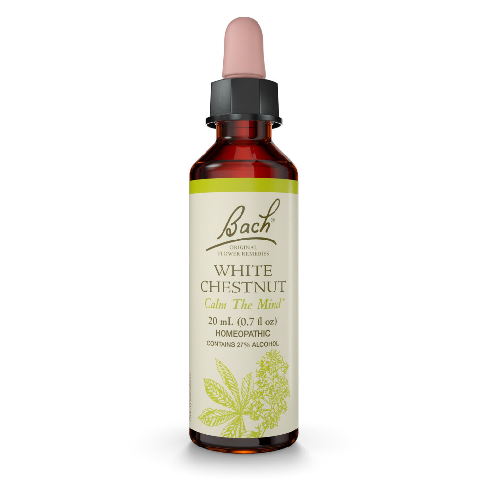Bach Original Flower Remedies  White Chestnut - Calm The Mind - Natural Homeopathic Flower Essence for Emotional Balance - Vegan  Gluten Free  Sugar F