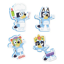 Tomy Toomies Bluey Bath Puzzle - Mix and Match Bluey Puzzle - Foam Toddler Bath Toys - Includes Mesh Bag Bath Toy Storage with Suction Cups - 8 Count