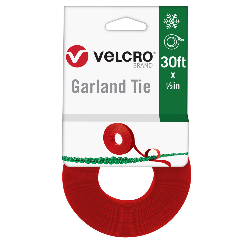 VELCRO Brand Holiday Garland Ties or Cable Straps | Hang Garlands  Lights or Wreath | for Banister  Railings  Stairs or Lamp Posts | 30ft Roll Cut to