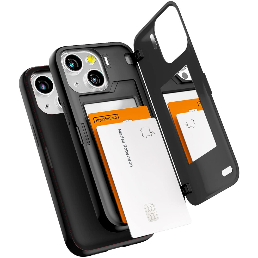 Goospery Magnetic Door Bumper Compatible With Iphone 13 Mini Case Card Holder Wallet Case Easy Magnet Auto Closing Protective Dual Layer Sturdy Phon 8809824769597