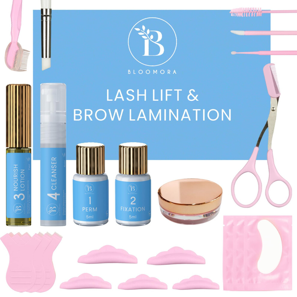 Lash Lift Kit  Eyebrow Lamination Kit  2-in-1 Solution  At Home Brow Lamination Kit  Eyelash Lift  Lasts 6-8 Weeks  15 Applications  DIY Perm Kit for