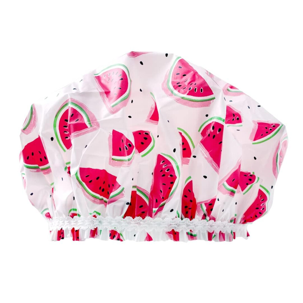Betty Dain Reusable Vinyl Shower Cap & Bath Cap Frosted Peva Elastic Stretch Hem. Multi-Use Waterproof Stretchy Hair Cap For All Hair Lengths - One In A Melon S