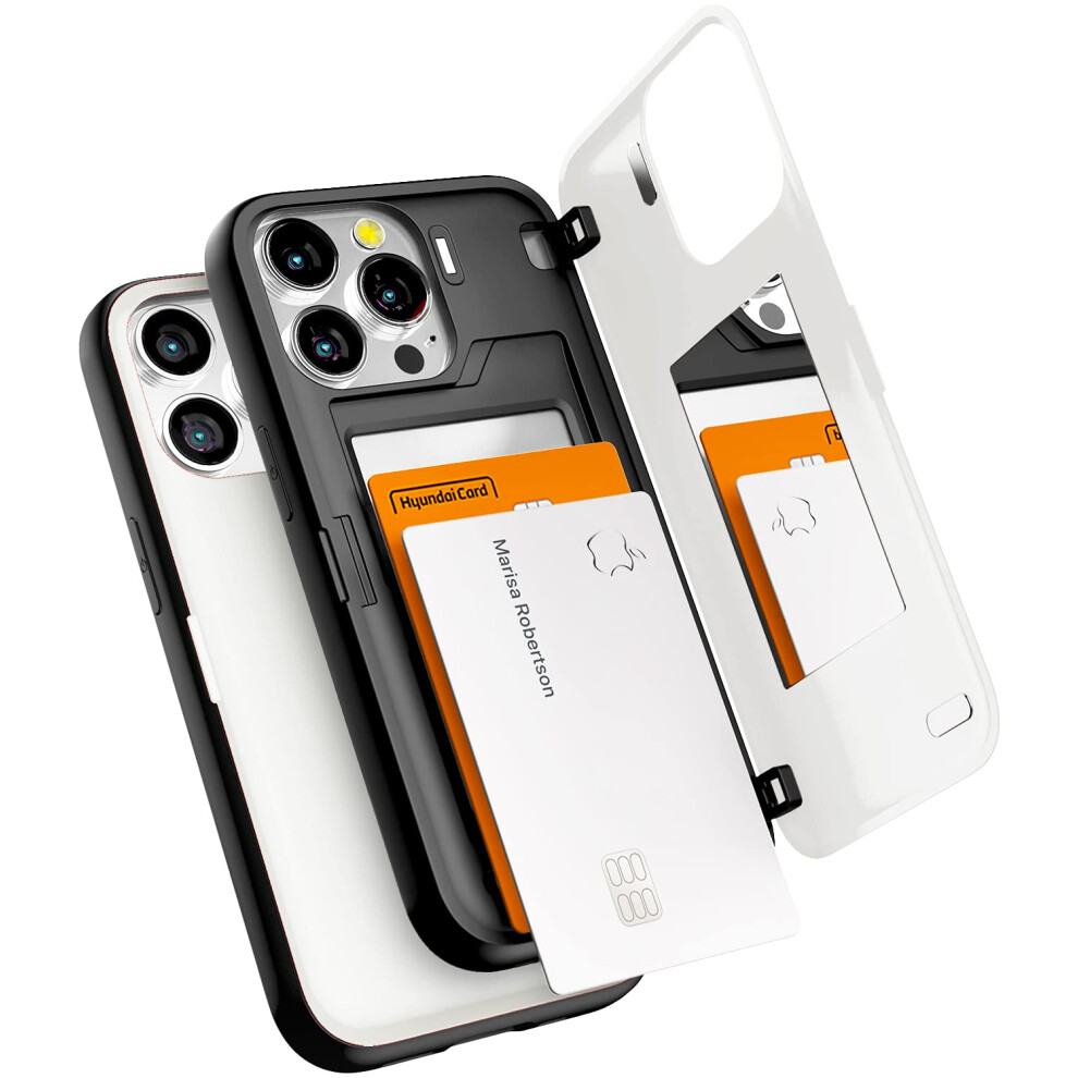 Goospery Magnetic Door Bumper Compatible With Iphone 13 Pro Case Card Holder Wallet Case Easy Magnet Auto Closing Protective Dual Layer Sturdy Phone 8809824770913