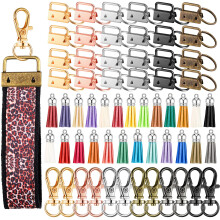 Fol 72 stykker Key Fob Hardware -sæt inklusive 24 armbånd med nøglering Farverig lædernøgle Kontakt Tassel og drejelige snapkroge til forsyninger