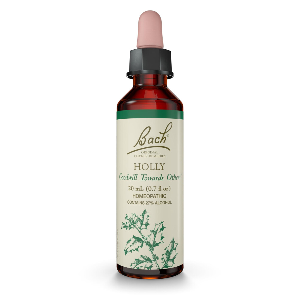 Bach Original Flower Remedies  Holly - Goodwill Towards Others - Natural Homeopathic Flower Essence for Emotional Balance - Vegan  Gluten Free  Sugar