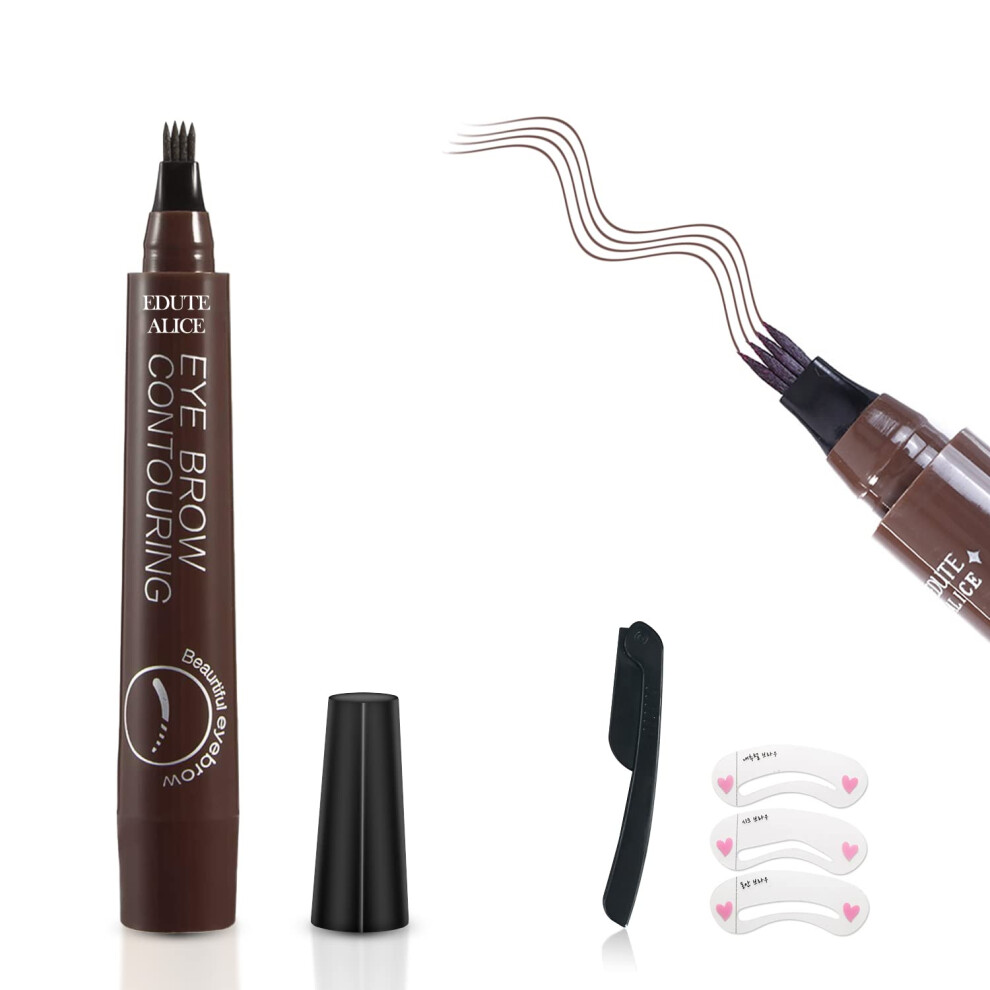 Ksndurn Eyebrow Tattoo Pen Eyebrow Pencil Dark Brown - Waterproof Microblade Brow Pen Eyebrow Tattoo Pen With A Micro-Fork Tip - Natural Looking Eyebrows Ef