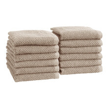 Great Bay Home Taupe Washcloth - Confezione da 12 panni 100% cotone 13x13 - Asciugamani assorbenti, ad asciugatura rapida e resistenti per il bag