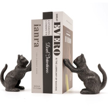 Ambipolar Cat Decorative Bookends Unique Book Ends to Hold Books Heavy Duty for Office Desk Vintage Antique Black Home Decor Shelf Decoration Mode