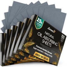 Natural Oil Blotting Sheets for Face with Bamboo Charcoal - 25% Larger - 6pk/600 Makeup Friendly Blotting Papers for Face - Easy Dispensing Oil Absorb
