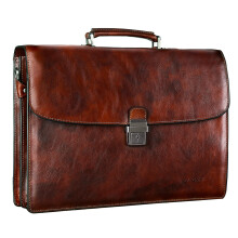 Borsa da lavoro Banuce Vintage in pelle pieno fiore conciata al vegetale italiana per uomo con lucchetto, borsa da avvocato, borsa da lavoro per