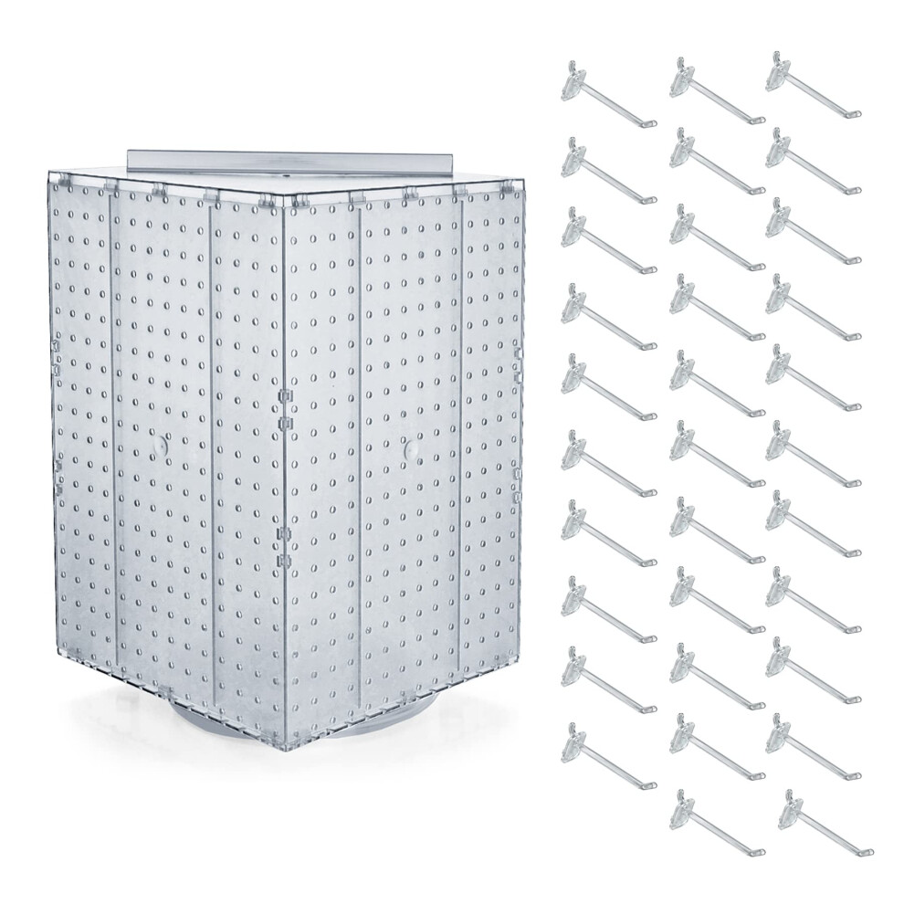Azar Displays 701414-CLR-4C32 Drehbares Thekendisplay-Set Mit Haken Im Lieferumfang Enthalten, 14 Zoll Breit X 14 Zoll Tief X 20 Zoll Hoch, Pegboard-S-image